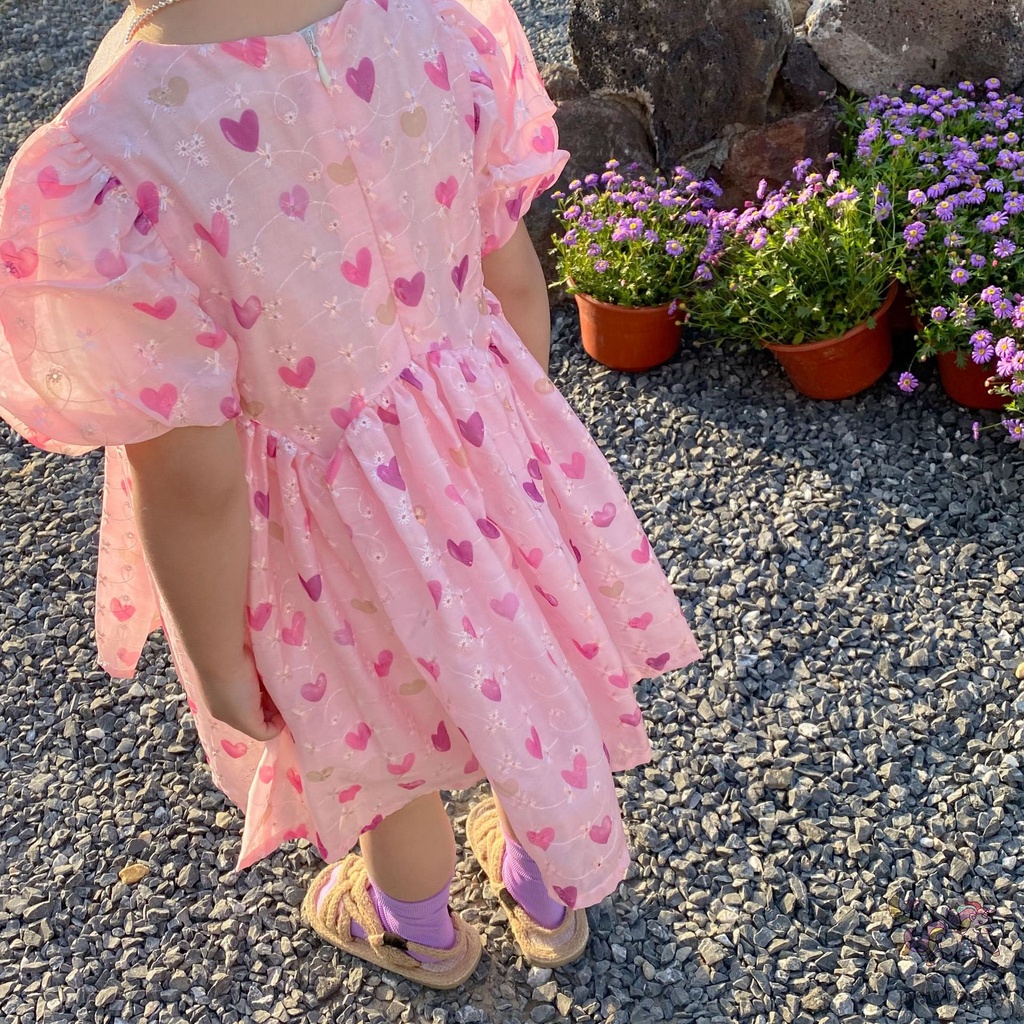 Đầm Công Chúa Tay Phồng Phong Cách Hàn Quốc Ngọt Ngào Cho Bé Gái