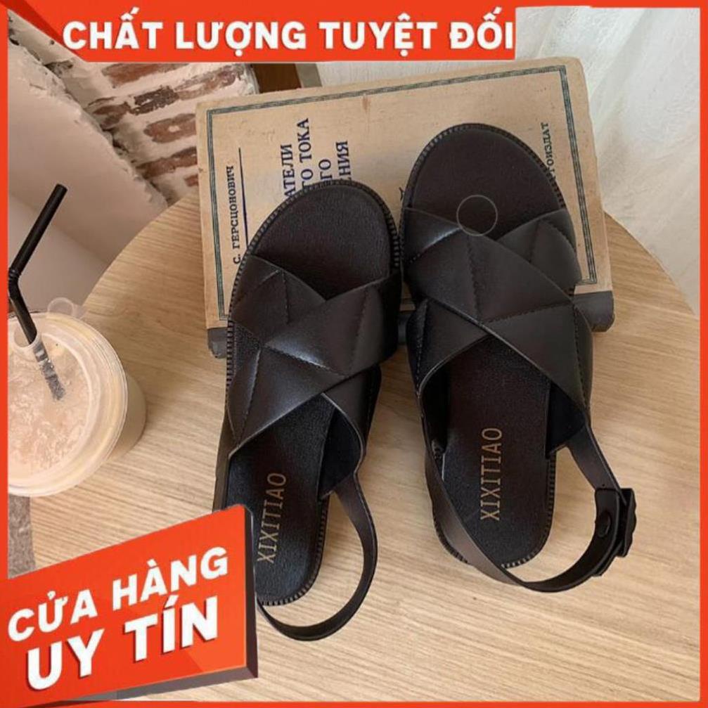 VIP Giày sandal nữ giayquai chéo khóa cài chất liệu cao su S02