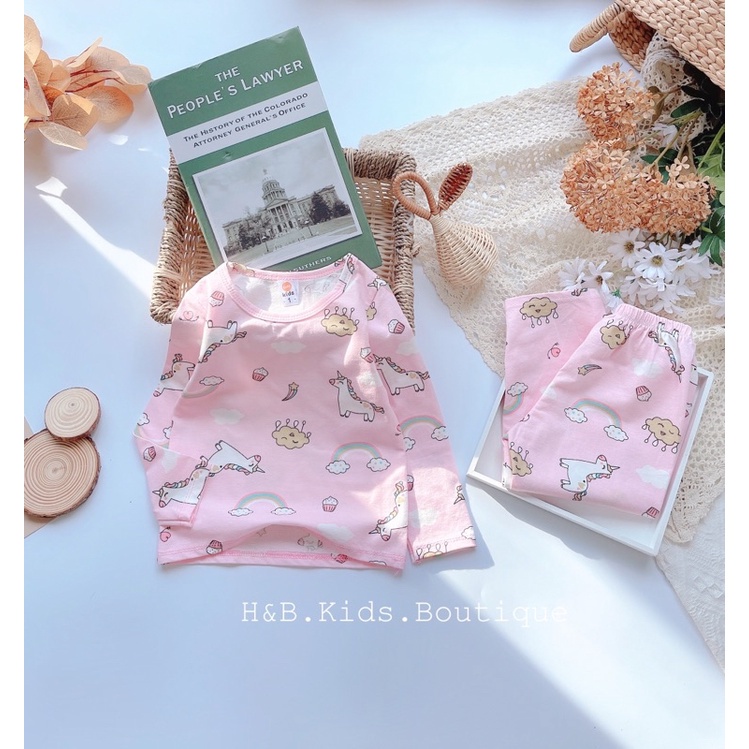 Bộ thu đông cho bé trai bé gái từ 1 đến 7 tuổi dài tay chất cotton mềm mại hình in đáng yêu dễ thương BinBon Kids