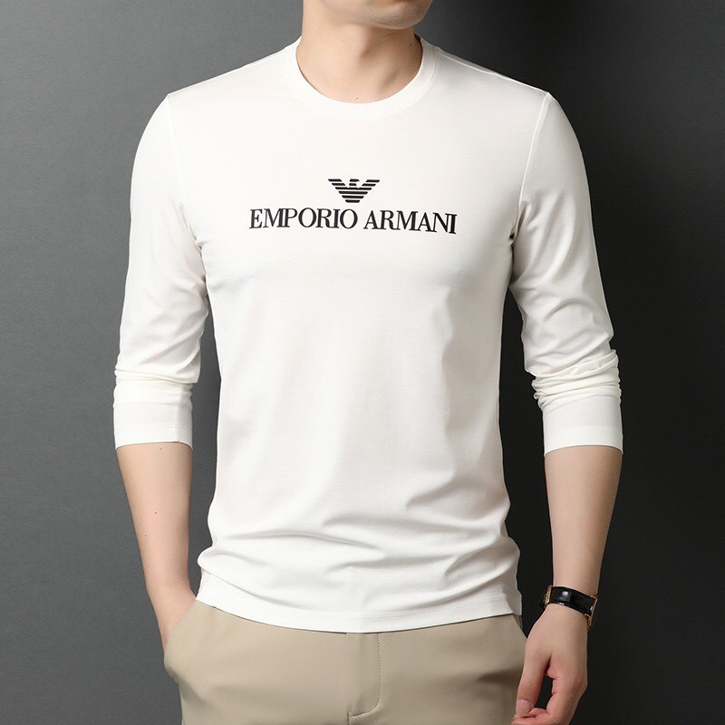Áo thun tay dài Men194 vải coton dày dặn, mềm mịn, co dãn - form regular - TD EMPORIO ARMANI
