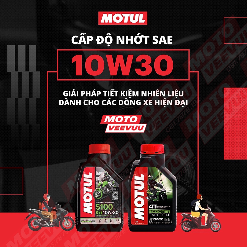 Dầu nhớt xe số Motul 5100 4T 10W30 SM/SL MA2 800ml Bán tổng hợp Ester