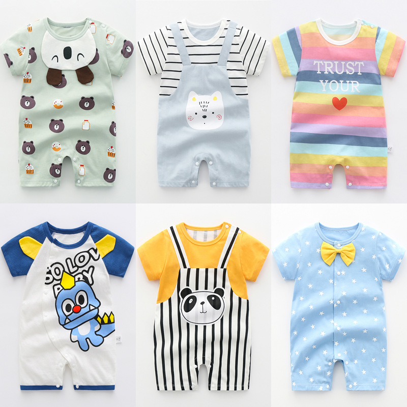 Bộ áo liền quần cotton hoạ tiết hoạt hình dễ thương cho bé yêu