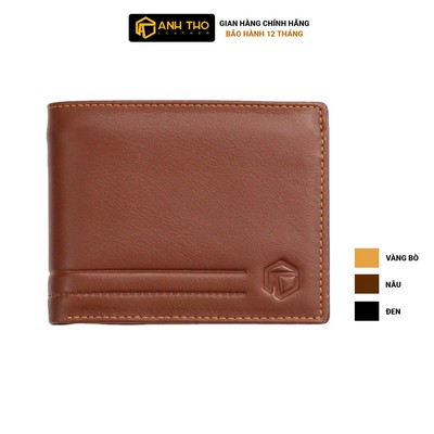 Ví da bò nam cao cấp AT028 dáng ngang, chất da bò tự nhiên mềm mại, ví quà tặng cao cấp, Anh Tho Leather