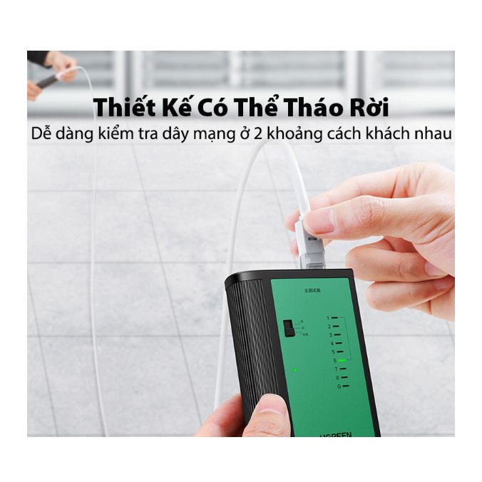 Bộ Test cáp mạng Cao Cấp Ugreen 10950  có đèn LED - Hãng chính hãng BH 18 tháng