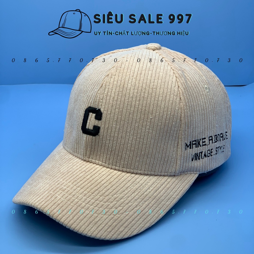 NÓN KẾT NHUNG GÂN CHỮ C NHIỀU MÀU THỜI TRANG