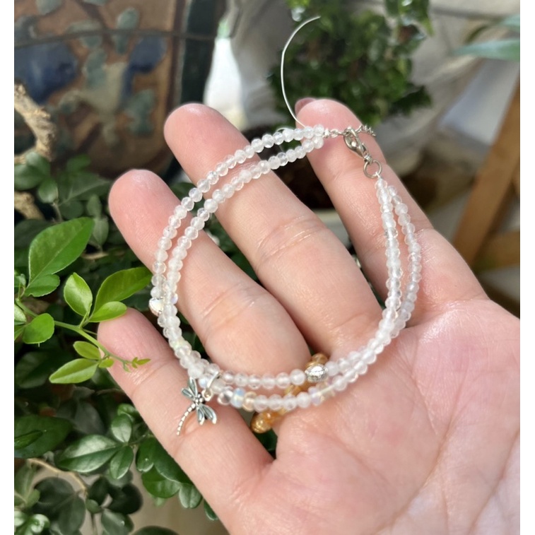 Vòng tay đôi đá Mặt trăng giác size 3.5 li