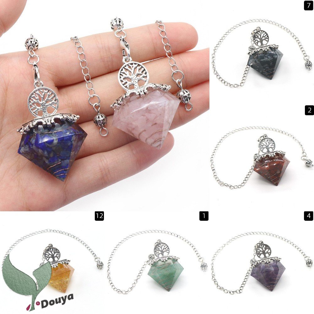 Con Lắc Pha Lê Chakra 7 Màu Để Lựa Chọn, Cây Cảnh 6 Mặt Nhọn Orgonite Pendulum Scrying Dowser, Divination Orgonite