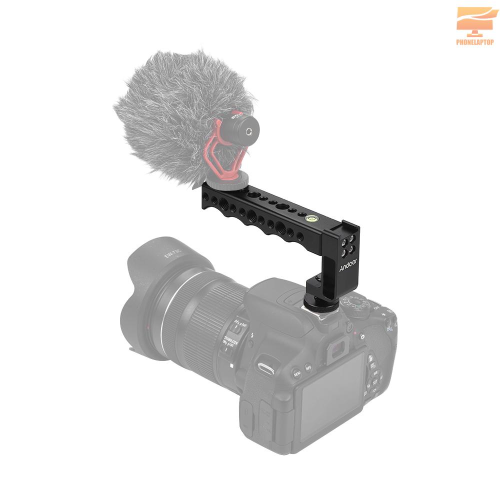 Andoer Camera Top Handle Grip with Dual Cold Shoe Base Replacement for Canon EOS Nikon Sony A7 A9 Pentax Olympus DSLR