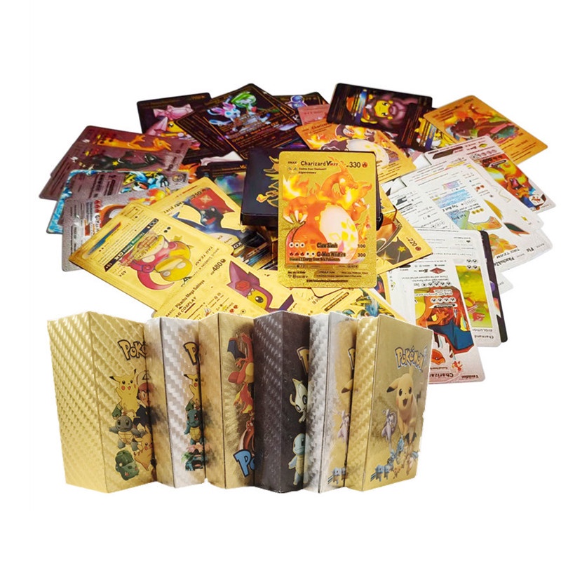 Bộ 110 / 55 / 27 Thẻ Bài Pokemon Go Bằng Kim Loại Cho Bé