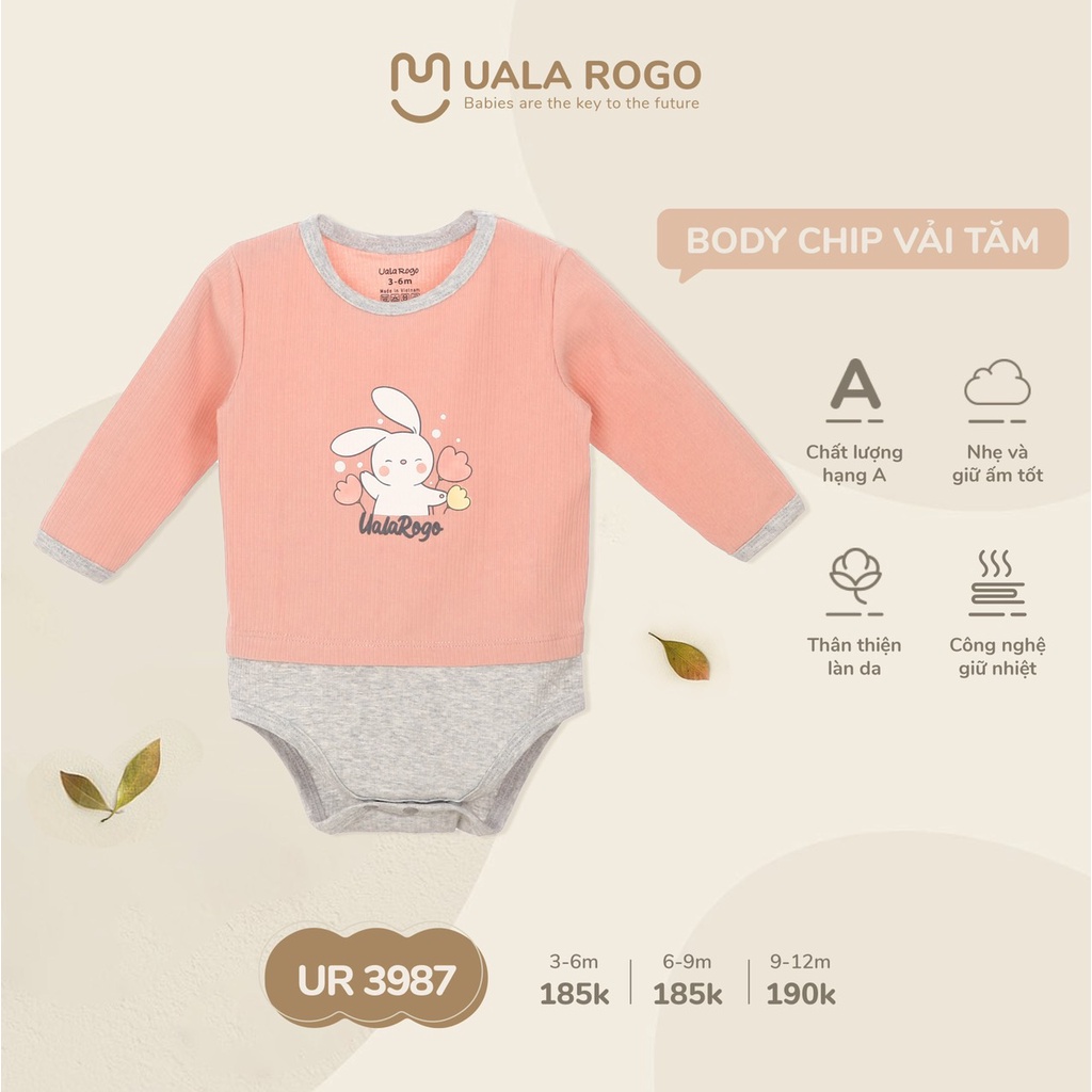 Body chip dài cotton tăm mềm mại thấm hút mồ hôi cho bé size 3 tháng đến 12 tháng 3987
