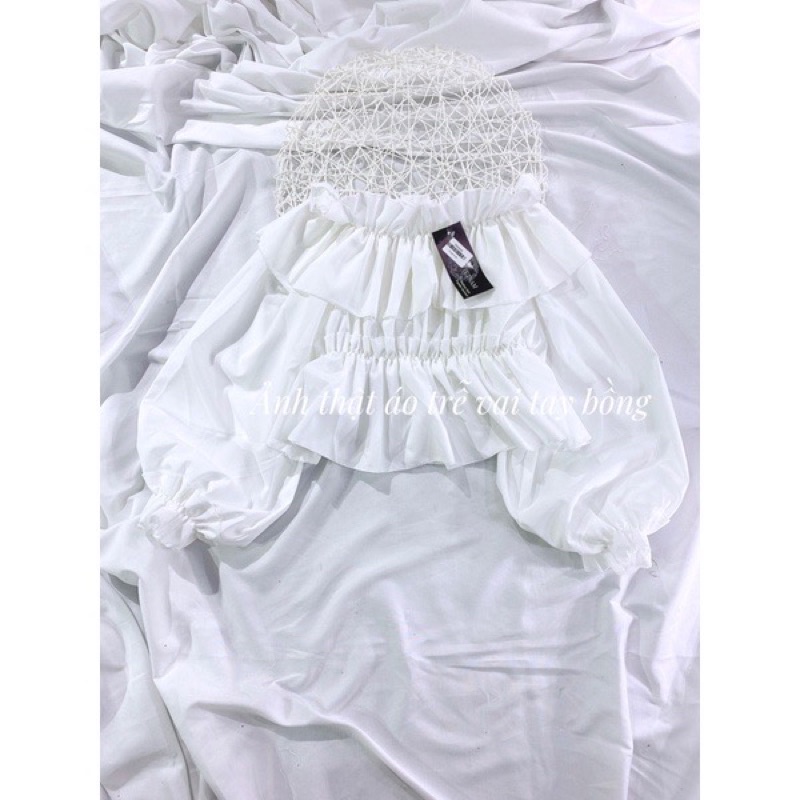 Áo Trễ Vai Tay Bồng Chất Đẹp Mịn Ulzzang - Áo Dài Tay Kiểu Sang Chảnh Voan Dày( Hàng Có Sẵn, Ảnh Thật)
