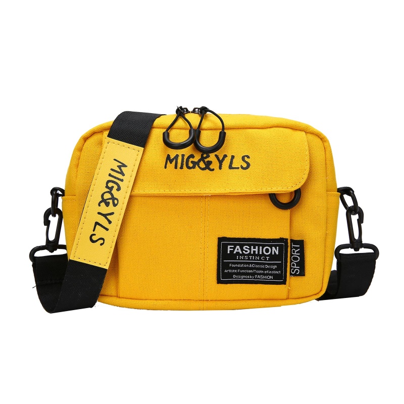 Túi Đeo Chéo Vải Canvas Chống Trộm Màu Đen / Vàng Phong Cách Hàn Quốc Cho Nữ