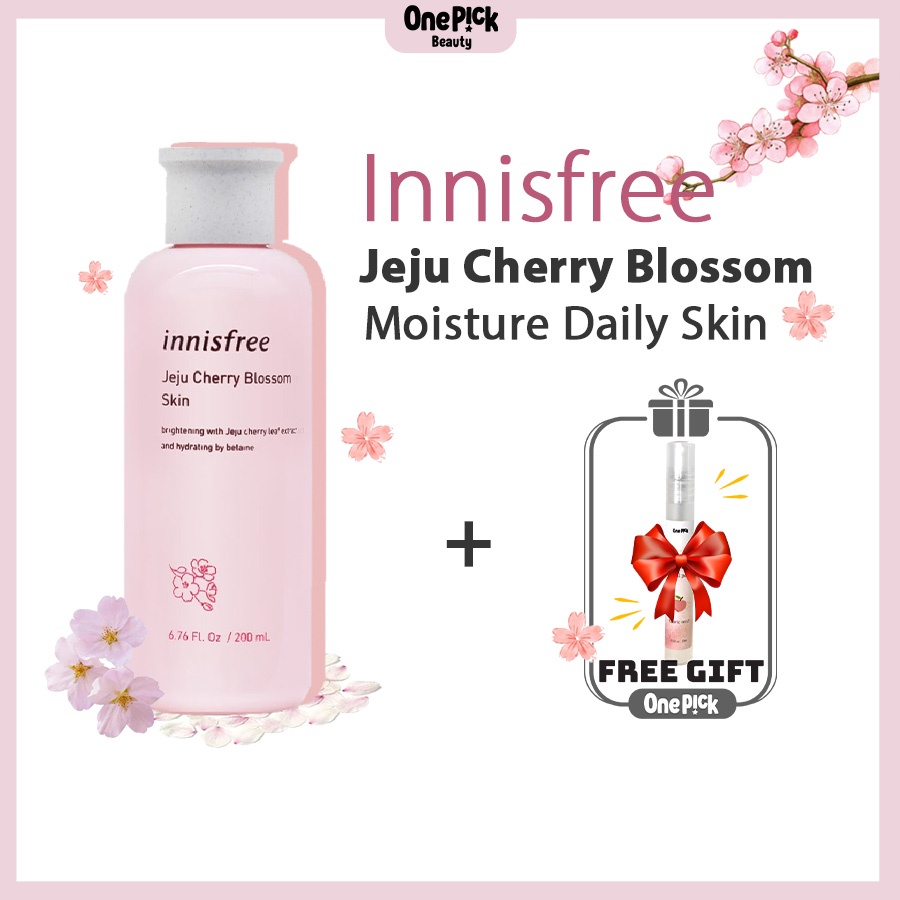 OnePick) Nước hoa hồng dưỡng ẩm, giúp da rạng rỡ,  dành cho da dầu và da hỗn hợp [Innisfree Cherry Blossom Moisturizing Skin 200ml]