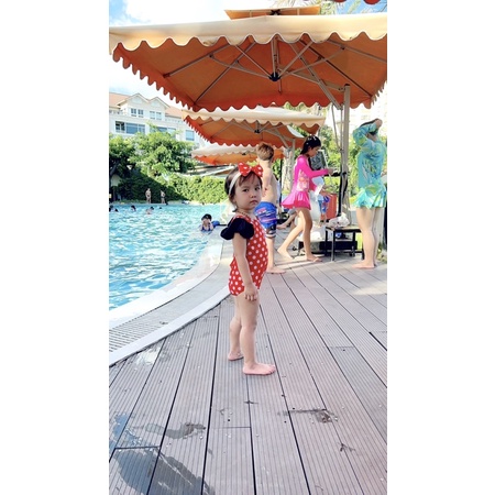 Đồ Bơi Liền Thân Cho Bé, Bikini Sắc Màu Kèm Mũ Cho Bé Gái