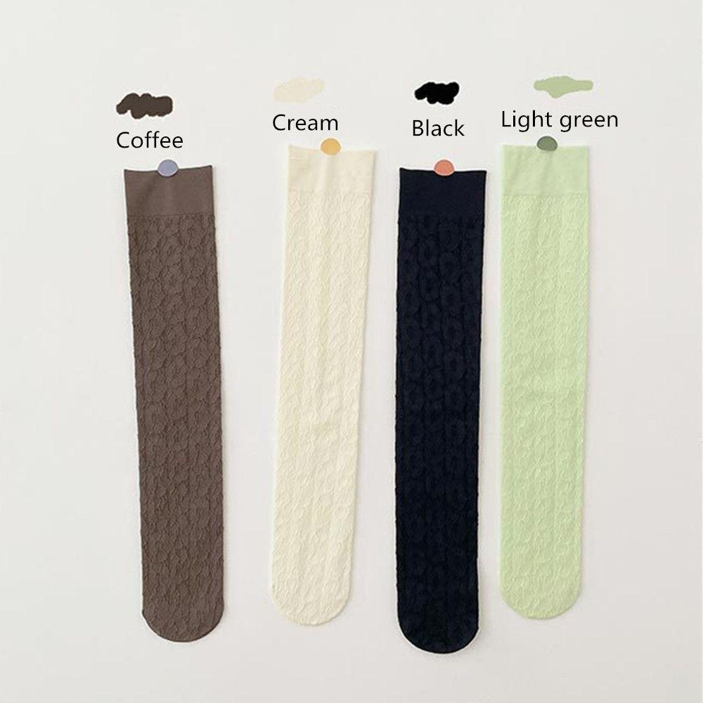 Vớ Nhung Jacquard Mềm Co Giãn Cao Qua Gối Họa Tiết Hoa Ba Chiều