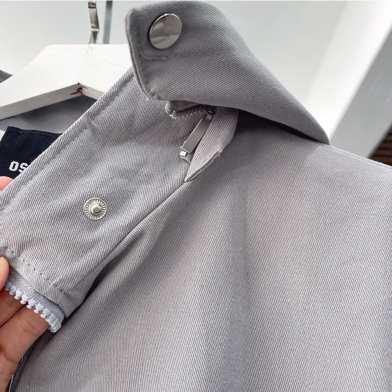 Áo khoác kaki smile màu xám ảnh thật unisex