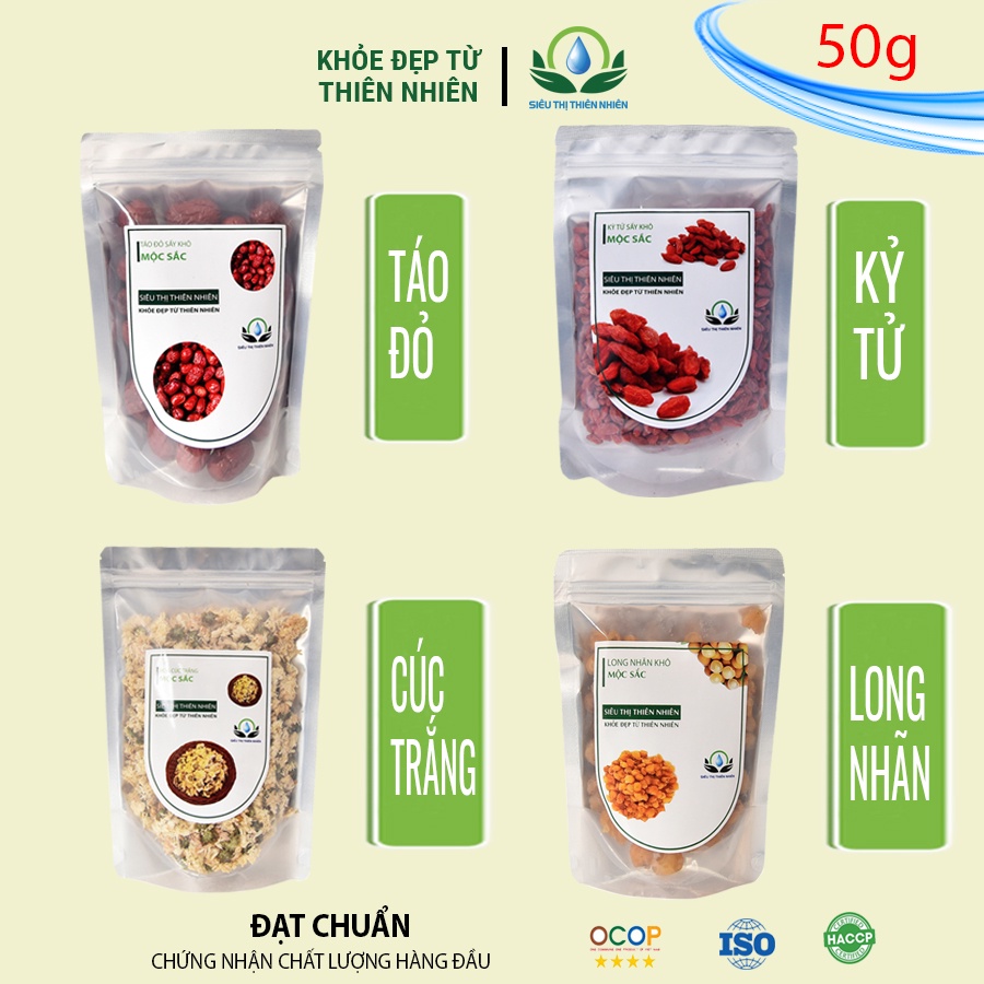 Trà táo đỏ, long nhãn, kỷ tử, hoa cúc chi, tâm sen, hồng, atiso Mộc Sắc gói 50g dùng thử