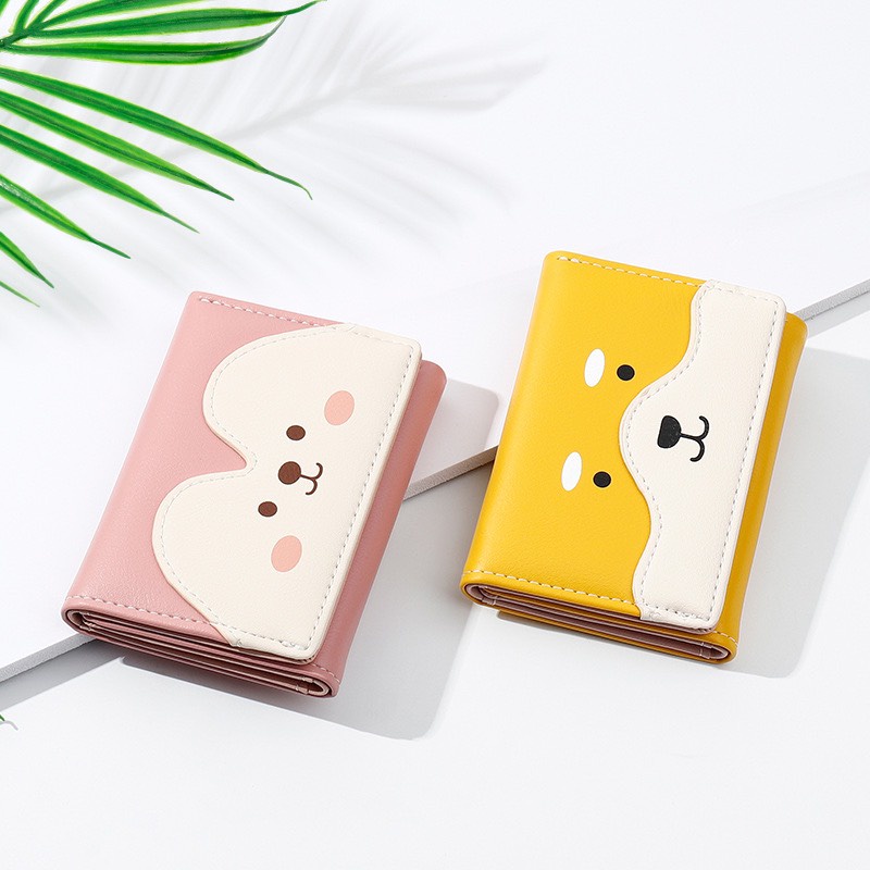 Ví nữ đựng tiền nhiều ngăn 446 khóa bấm chất da retro phong cách thanh lịch