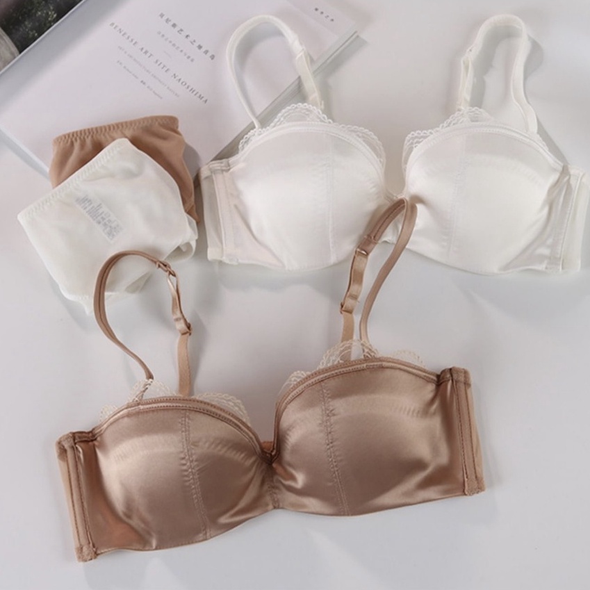 Bộ đồ lót W268 nữ cup ngang có gọng mút mỏng nâng ngực tự nhiên phối ren | BigBuy360 - bigbuy360.vn