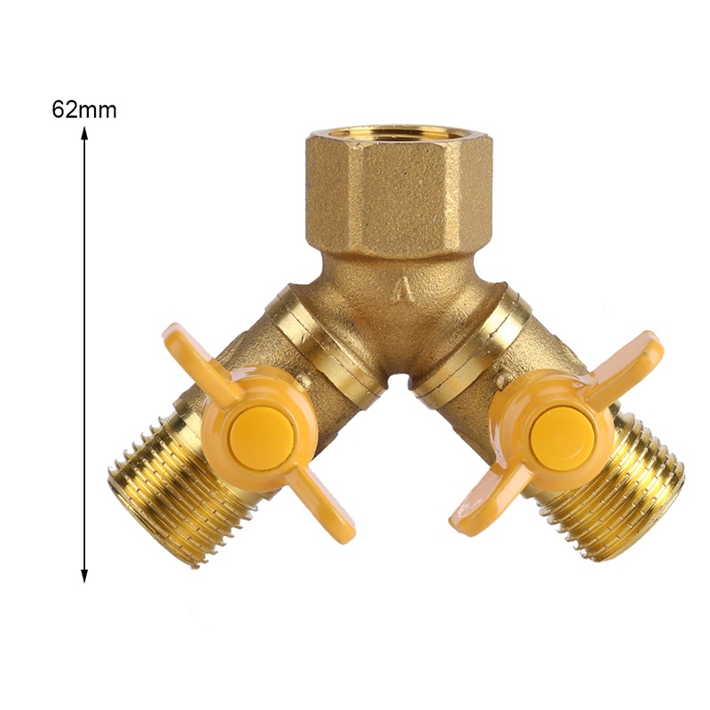 Brass Garden Irrigation 2 Way Double Tap Hose Adapter Dual Faucet Connector