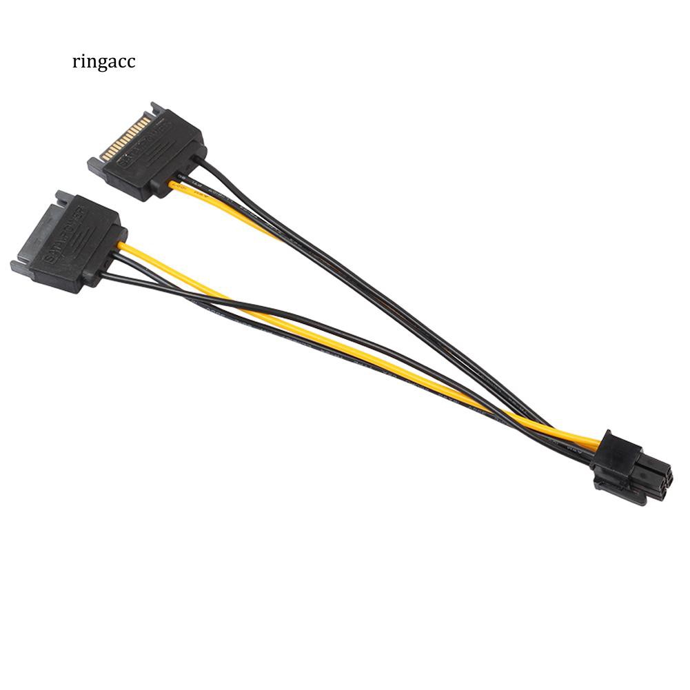 Cáp nối dây nguồn đầu cắm PCI 6 pin sang đầu cắm SATA 15 pin