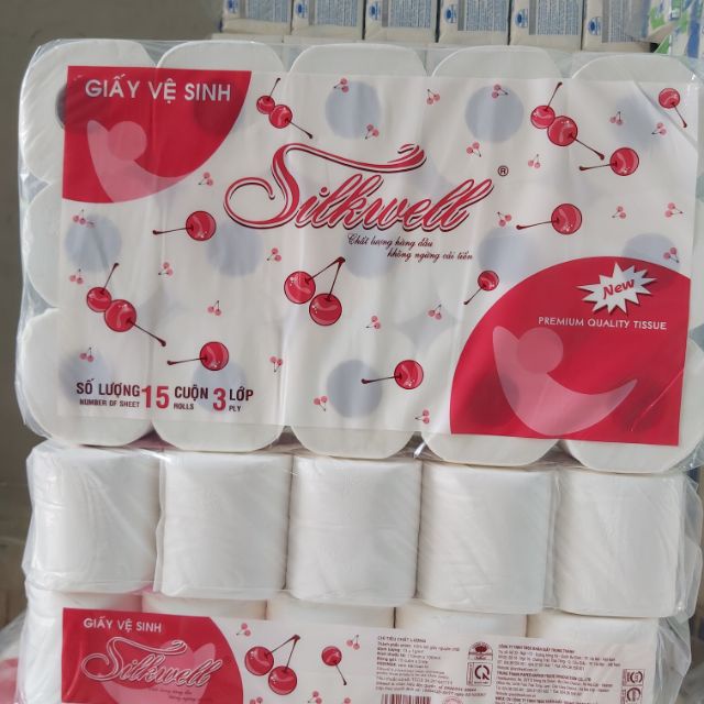 Giấy vệ sinh Silkwell 15 cuộn 3 lớp có lõi cao cấp chính hãng