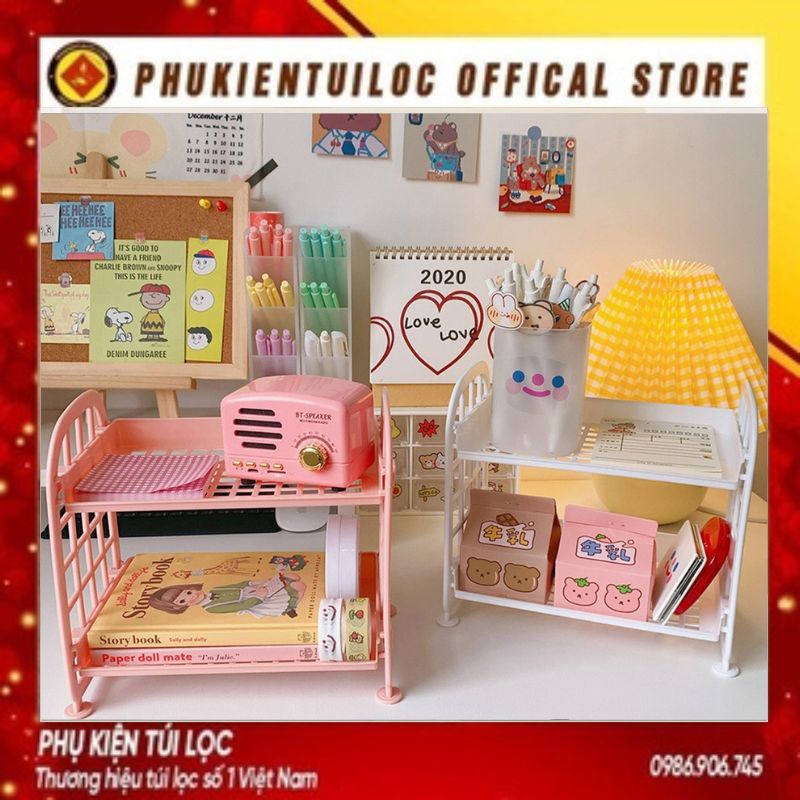 Kệ Nhựa Để Đồ 2 Tầng G11 - Mini Đựng Đồ Đa Năng Siêu Xinh Xắn - Trang Trí Bàn Học