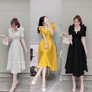 Đầm dự tiệc Bigsize 50-90kg vai thiết kế nơ váy xòe bồng siêu nhẹ nhàng mẫu hot hit