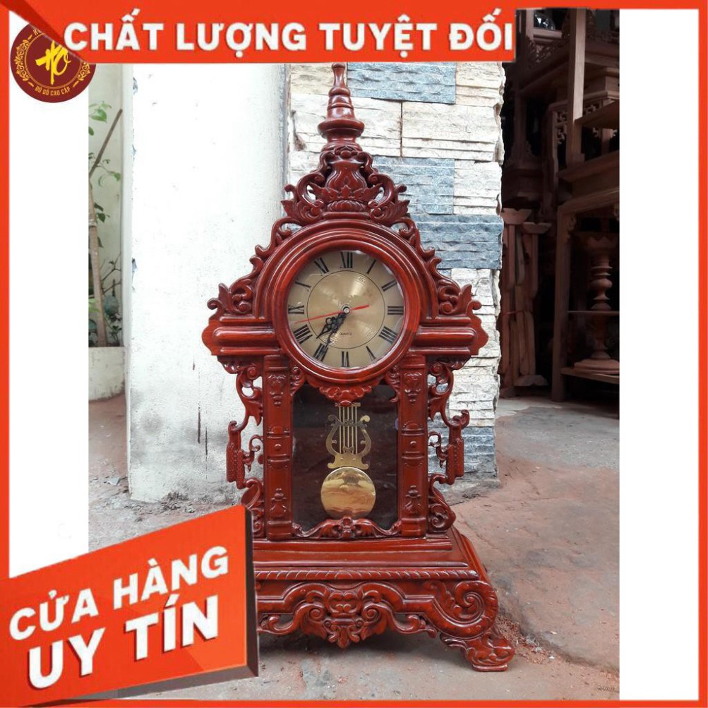 Đồng hồ đề bàn đứng gỗ hương đá quả lắc sang trọng - UY TÍN CHẤT LƯỢNG