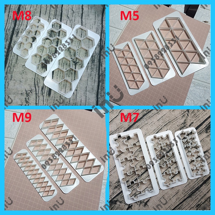 HCM - Khuôn cắt fondant hình tam giác, hình thoi ốp thành bánh kem trang trí bánh