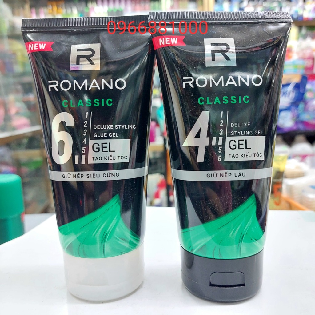 Romano Gel Tạo Kiểu Tóc 150g cứng 4 Giữ Nếp Lâu, Cứng 6 Siêu Cứng