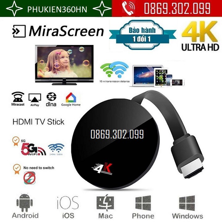 Thiết bị HDMI không dây Chromecast 3 Ultra 4K - Truyền hình ảnh và video 4K sang Tivi