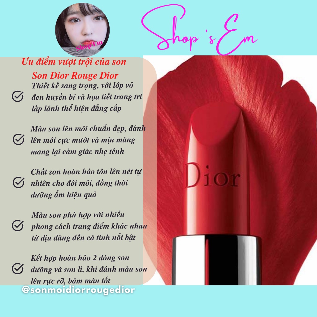 Son Môi Thỏi Lì DIOR Limited Rouge Velvet #999, #760, #720 Không Khô Môi, Giàu Dưỡng Chất Dưỡng Ẩm 3,5g
