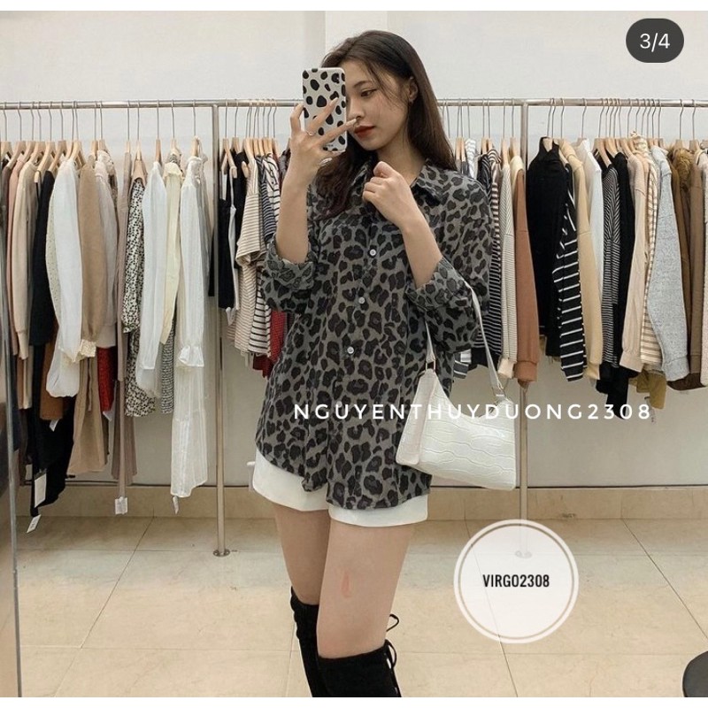 [Ảnh thật/Sẵn]Áo sơmi voan da báo hot trend/Áo sơmi đuôi tôm | BigBuy360 - bigbuy360.vn