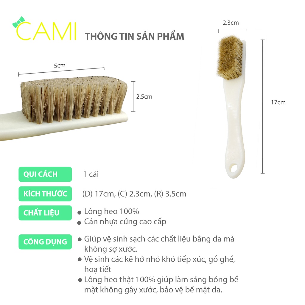 Bàn chải đa năng lông heo cán dài vệ sinh bụi bẩn đồ dùng trong nhà, đánh xi bóng mọi loại giày - Cami - CMPK251