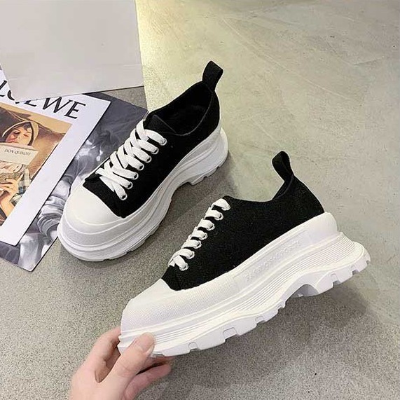Giày Sneaker MCQueen Độn Đế Nâng Chiều Cao Dây Lụa Cao Cấp Full Box Full Bill