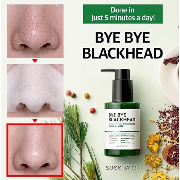 Sữa Rửa Mặt Sủi Bọt Loại Bỏ Mụn Đầu Đen Some By Mi Bye Bye Blackhead 30 Days Miracle Green Tea Tox Bubble Cleanser 120g