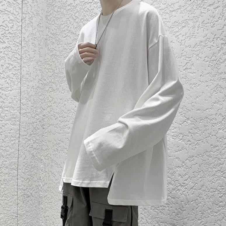 Áo Longsleeves xẻ tà, JACKLANE, Áo nam nữ dài tay oversize trơn Unisex Jack lane Đẹp *