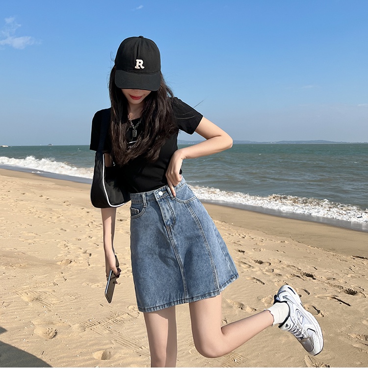Chân váy jean Lưng Cao Thời Trang Hàn Quốc