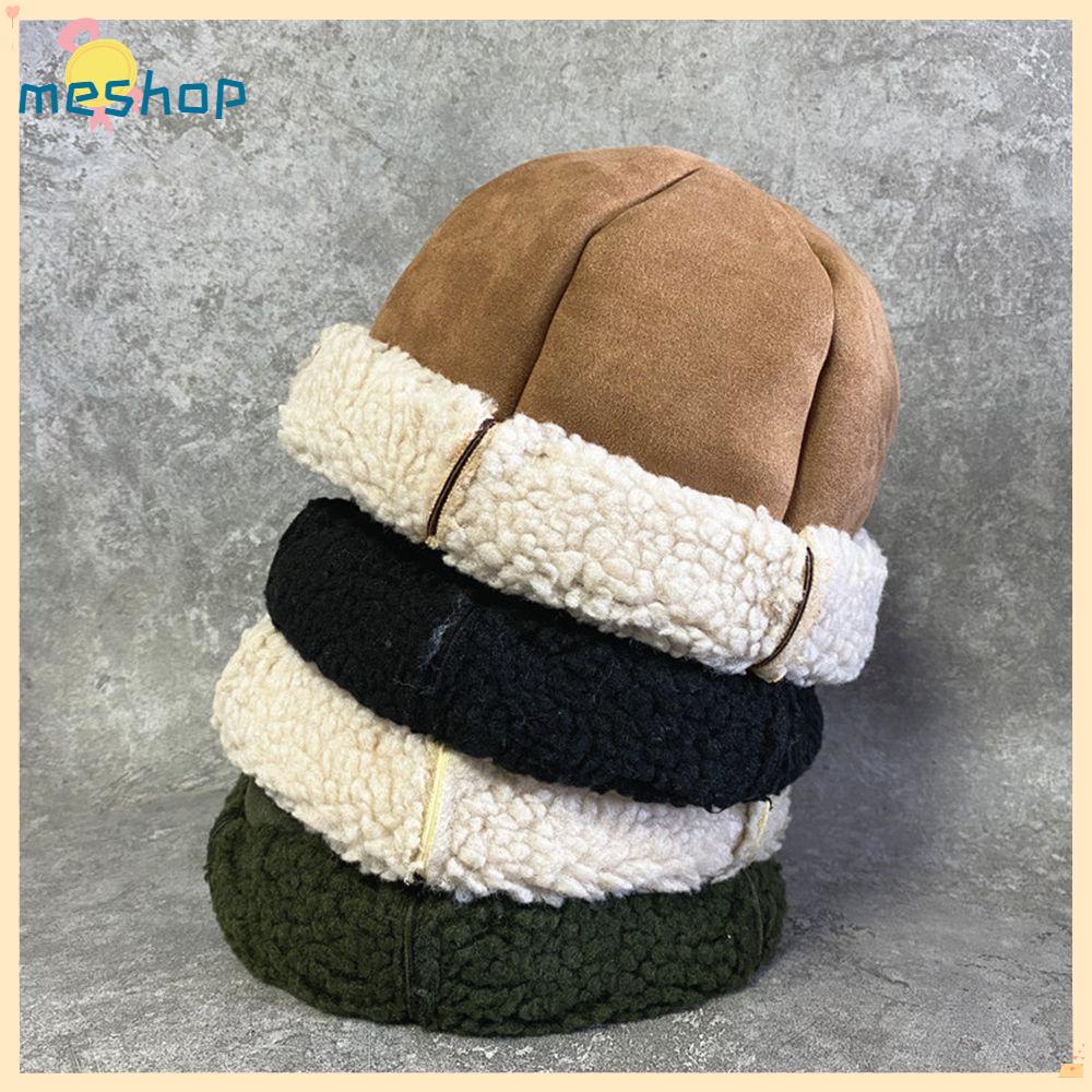 Mũ Len Lông Cừu Không Vành Giữ Ấm Mùa Đông Phong Cách Retro