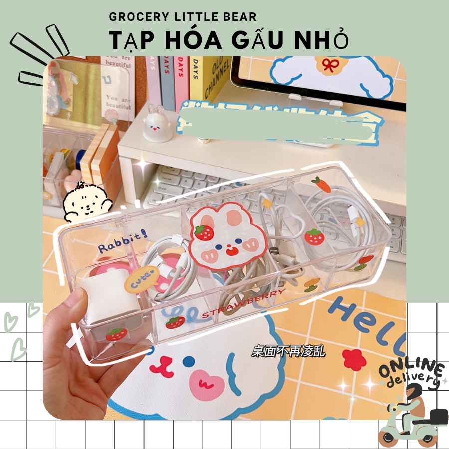 Hộp Đựng Dây Cáp Sạc Điện Thoại Để Bàn Tiện Dụng (tặng kèm sticker)