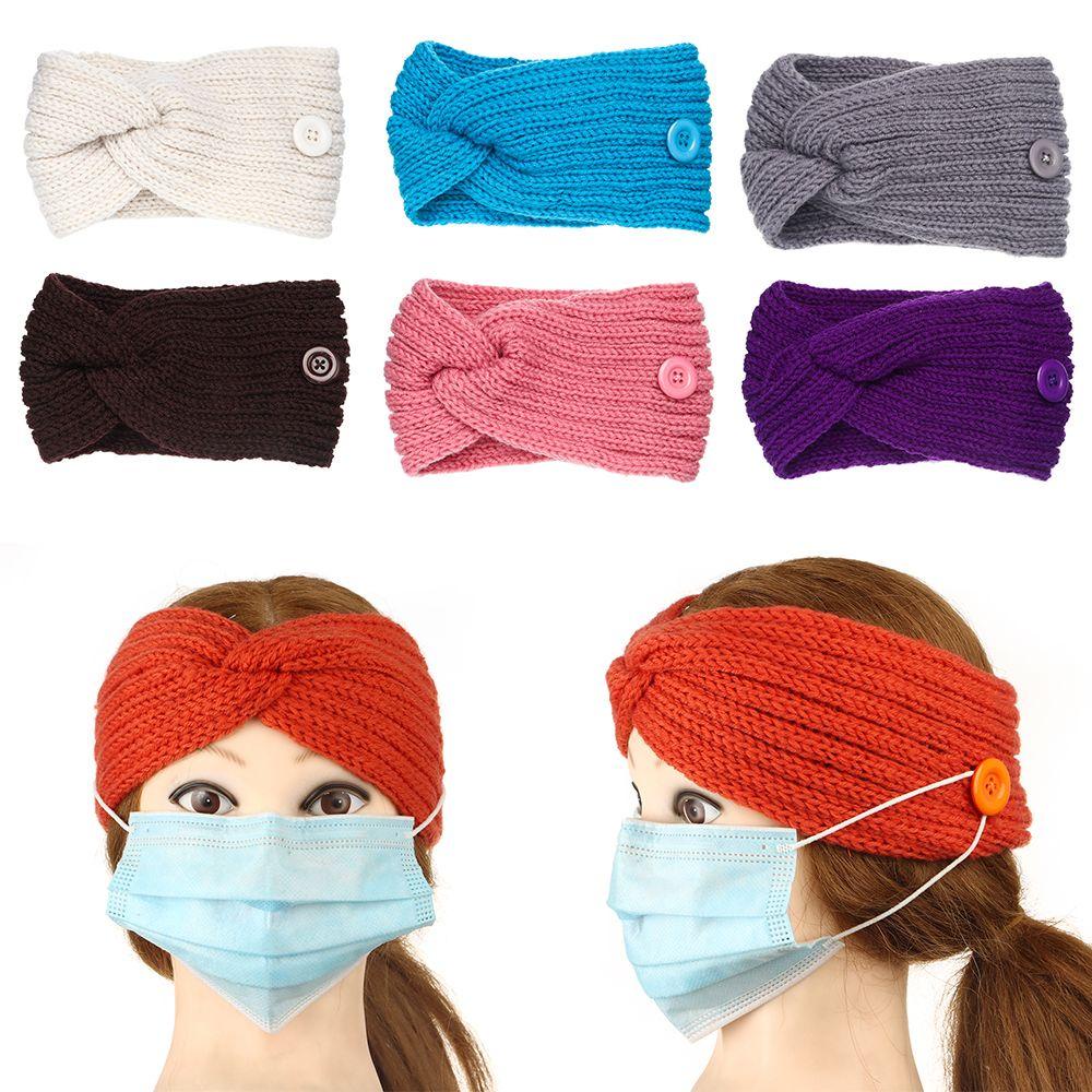 Băng Đô Cotton Co Giãn Đính Nút Hai Nút Dành Cho Nữ