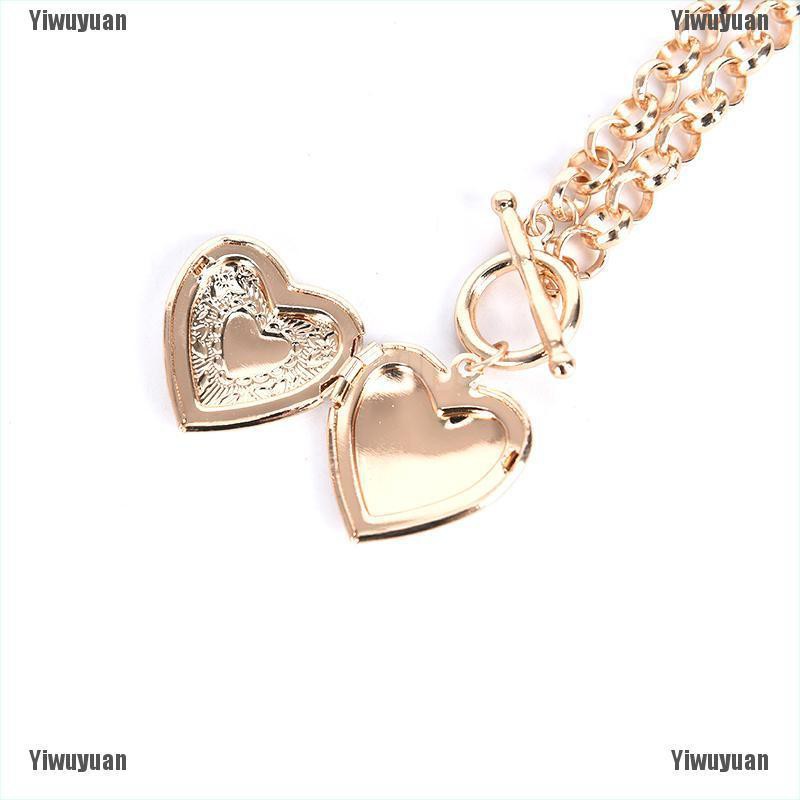 Yiwuyuan Fashion Heart Shaped Picture Frame Locket Pendant Necklace Charm Jewelry Gift