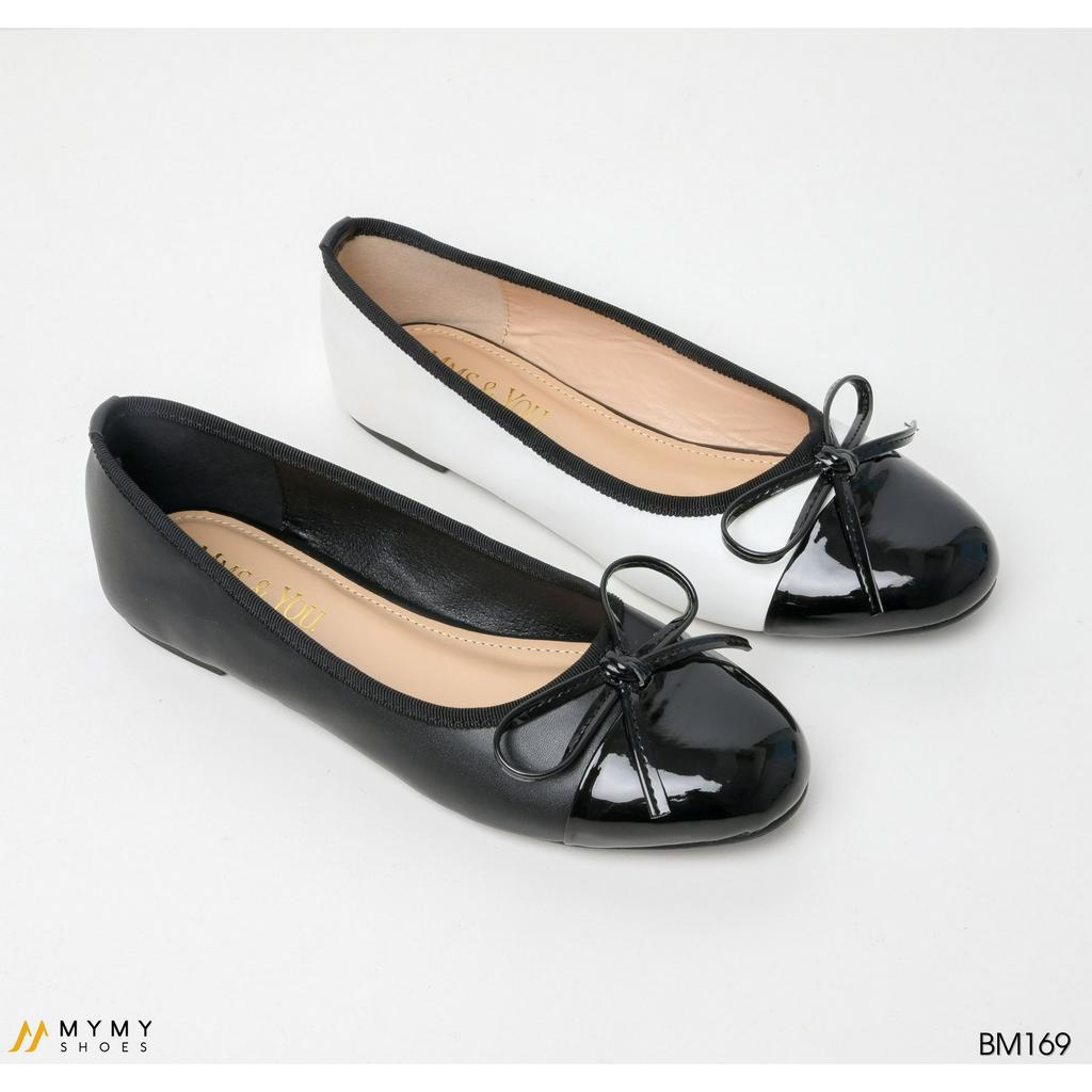 Giày bệt nữ giày búp bê nơ màu đen da mềm êm chân  MyMyShoes - giày bệt nữ BM169