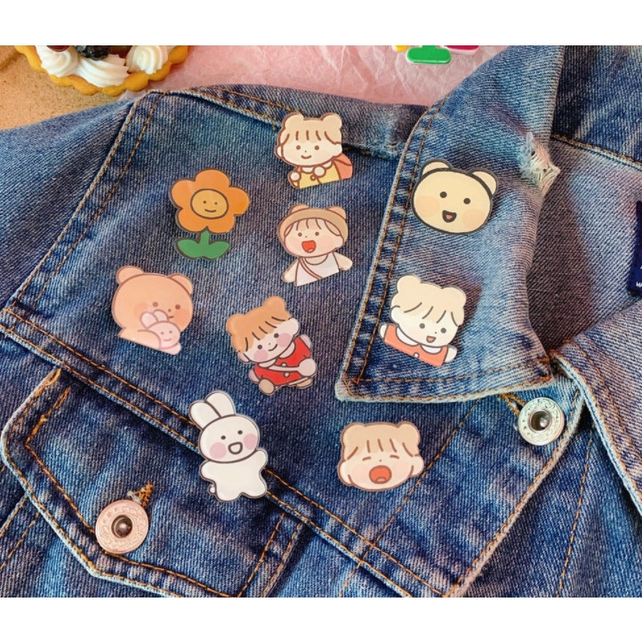 Pin stick phụ kiện trang trí balo túi xách, khuy cài áo siêu... siêu dễ thương cute