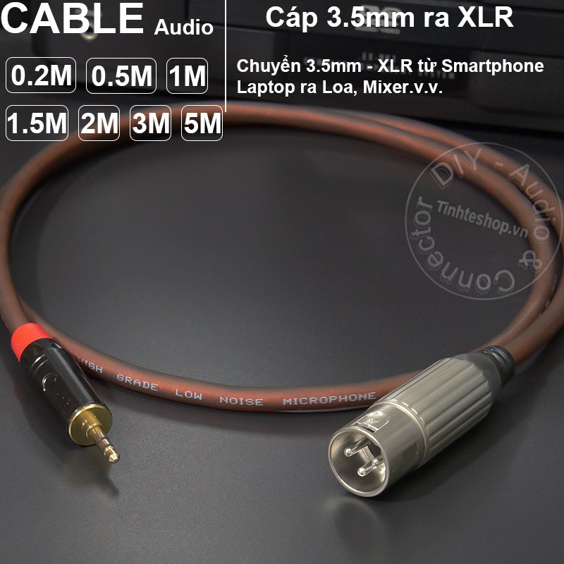 Dây canon ra 3.5 unbalanced chuyển âm thanh từ Laptop Smartphone ra Mixer Nhạc cụ Loa DIY 0.2 mét đến 5 mét