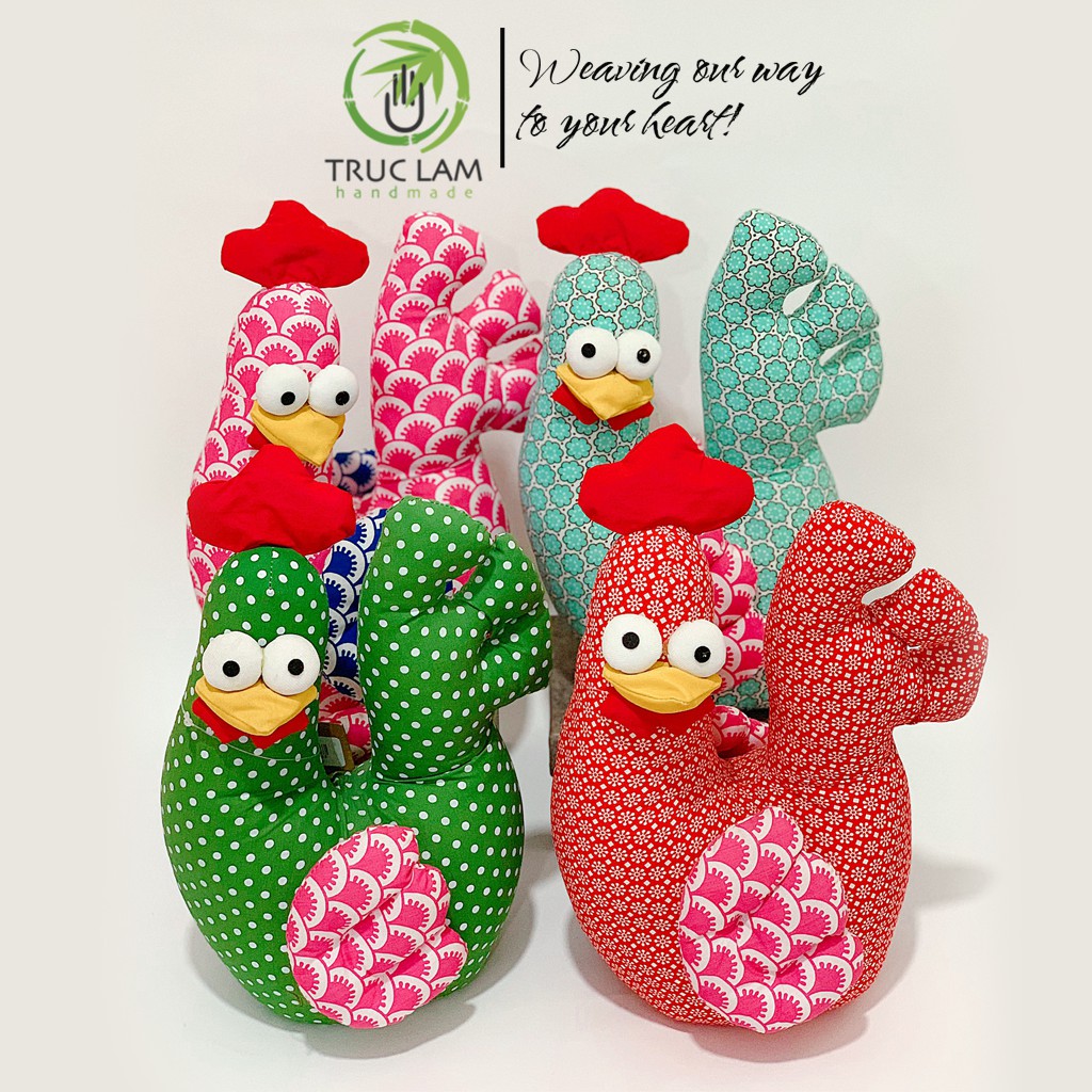 Đồ Chơi Cho Bé Thú Nhồi Bông Hình Con Gà Trống Vải Hoa Bông Gòn Cao Cấp Size Nhỏ - Trúc Lâm Handmade