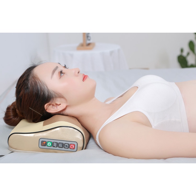 Gối Massage Hồng Ngoại 16 Bi Trị Liệu Nhật Bản, Mát Xa Cổ, Lưng, Vai Gáy CAO CẤP [Hàng Chính Hãng]