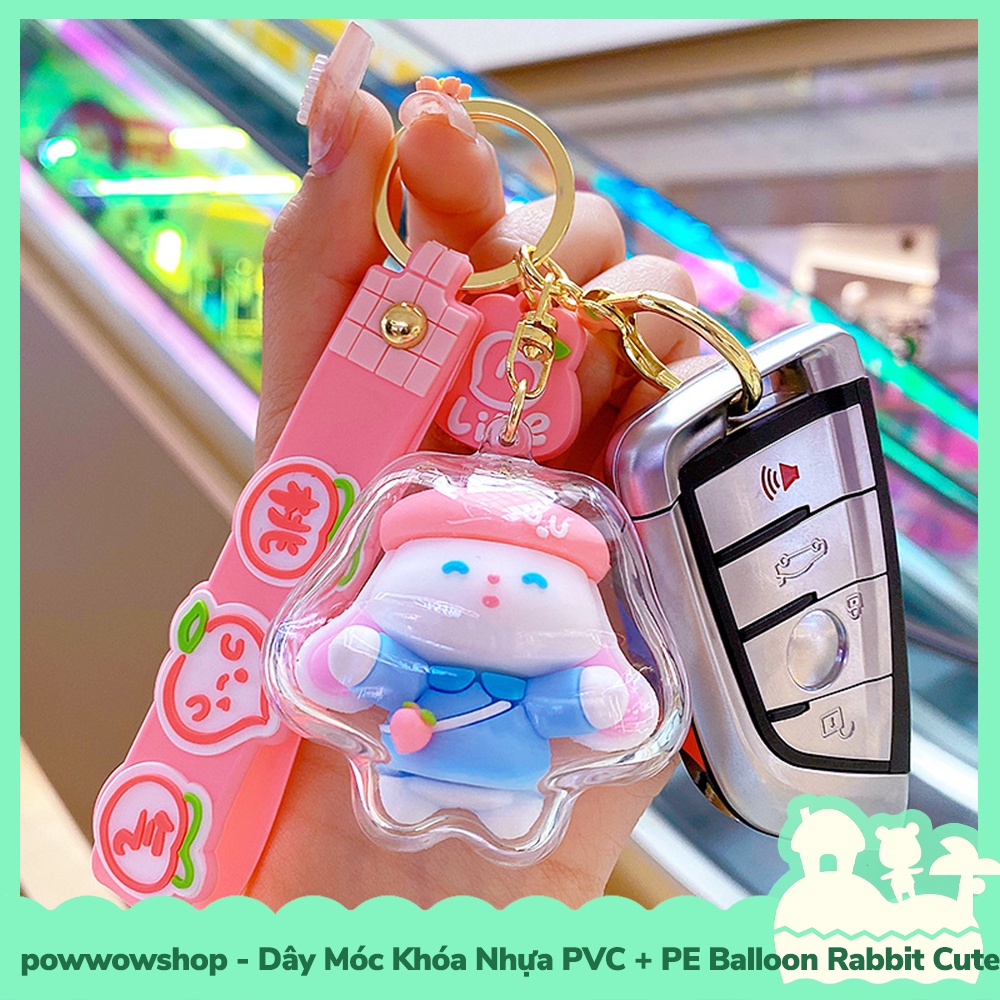 [Sẵn VN - Hỏa Tốc] Dây Móc Khóa Nhựa PVC + PE Mẫu Ballon Rabbit Cute