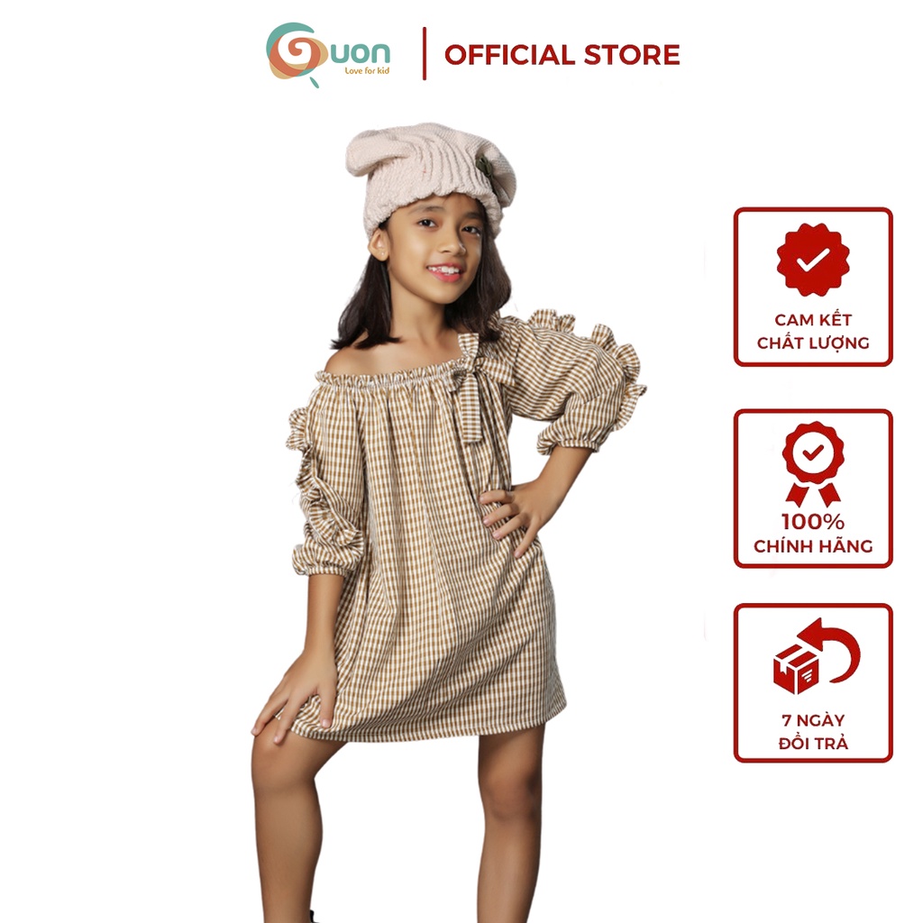 Váy bé gái trễ vai từ 6-24kg vải cotton thoáng mát Sarah - GUON